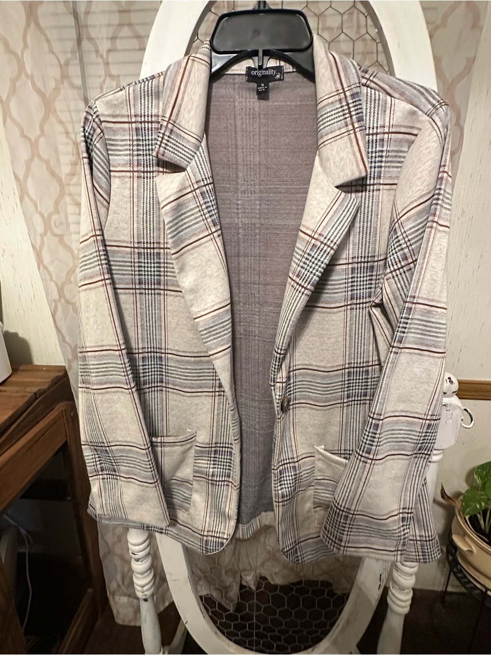 Originality Plaid Blazer Jacket in Light Gray
